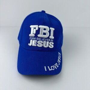 Firm Believer In Jesus FBI Christian Hat Ball Cap I Love Jesus Blue White